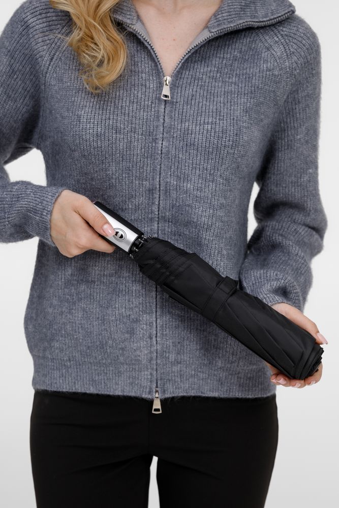 Зонт складной Fiber, черный — изображение 9