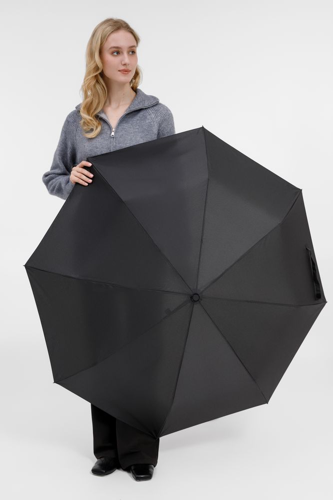 Зонт складной Fiber, черный — изображение 10