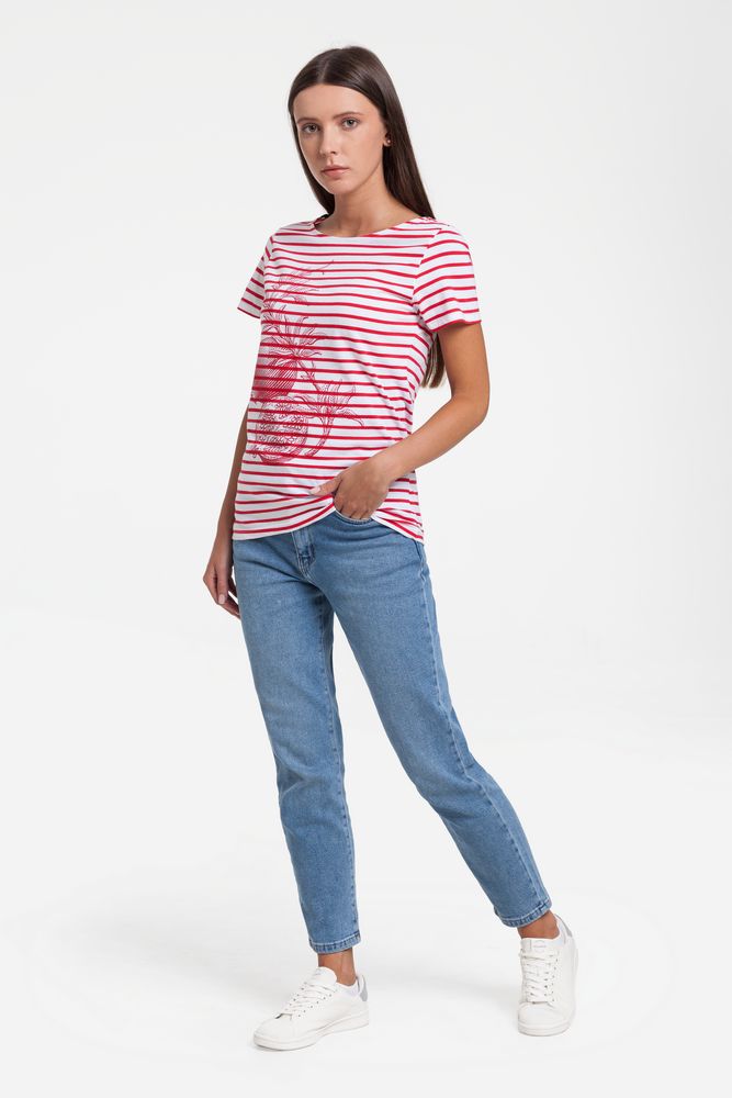 Футболка женская Grand Granat New, белая с красным — изображение 3