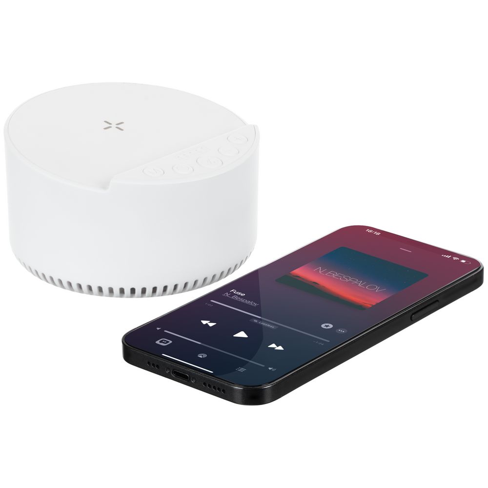 Bluetooth-колонка с беспроводной зарядкой relaxTime, белая — изображение 9