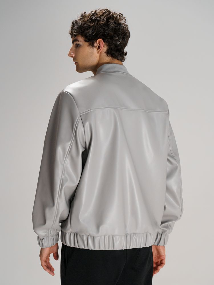 Бомбер из искусственной кожи Univer, серый — изображение 10