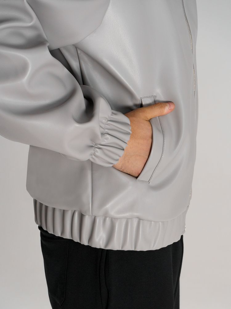 Бомбер из искусственной кожи Univer, серый — изображение 12