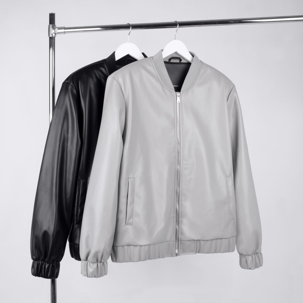 Бомбер из искусственной кожи Univer, серый — изображение 4