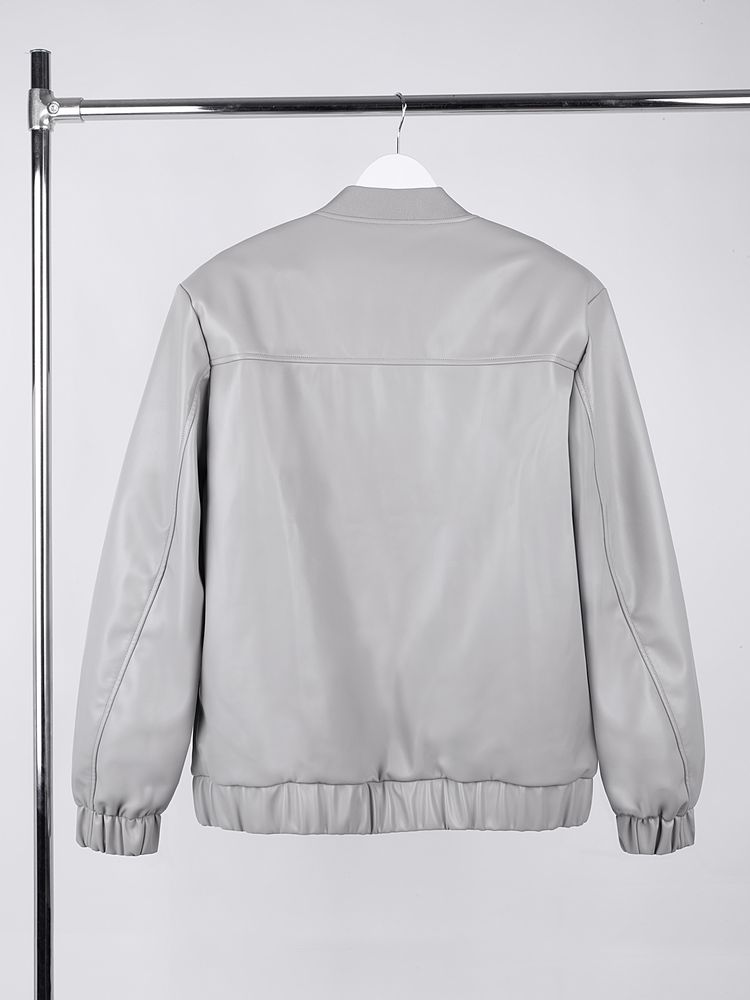 Бомбер из искусственной кожи Univer, серый — изображение 3