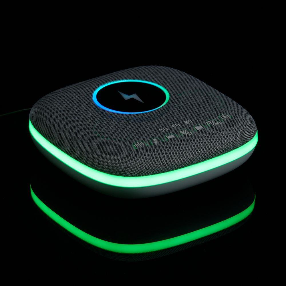 Bluetooth-колонка с беспроводной зарядкой и подсветкой Terrafonic, серая — изображение 12