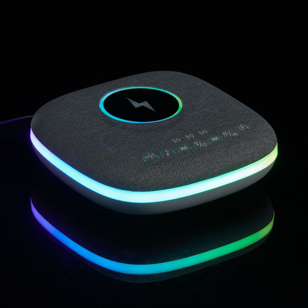 Bluetooth-колонка с беспроводной зарядкой и подсветкой Terrafonic, серая — изображение 14