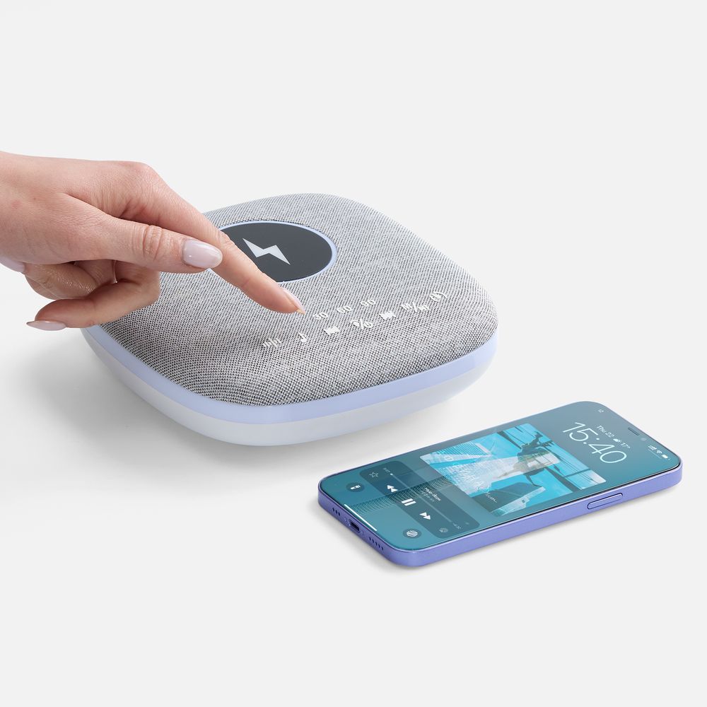 Bluetooth-колонка с беспроводной зарядкой и подсветкой Terrafonic, серая — изображение 7