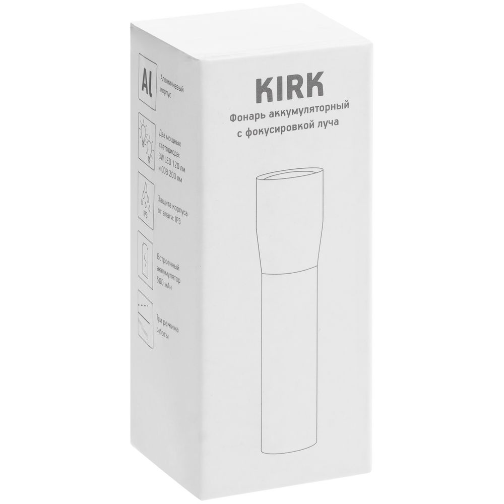Фонарик аккумуляторный с фокусировкой луча Kirk, черный — изображение 10