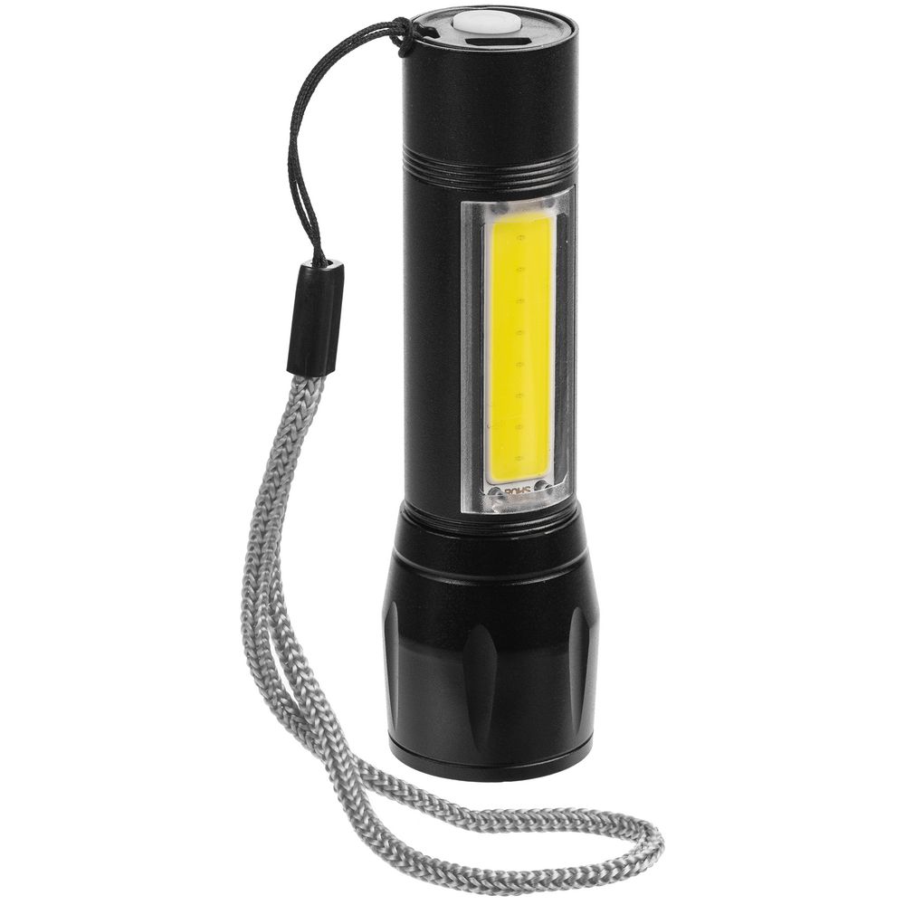 Фонарик аккумуляторный с фокусировкой луча Kirk, черный — изображение 2