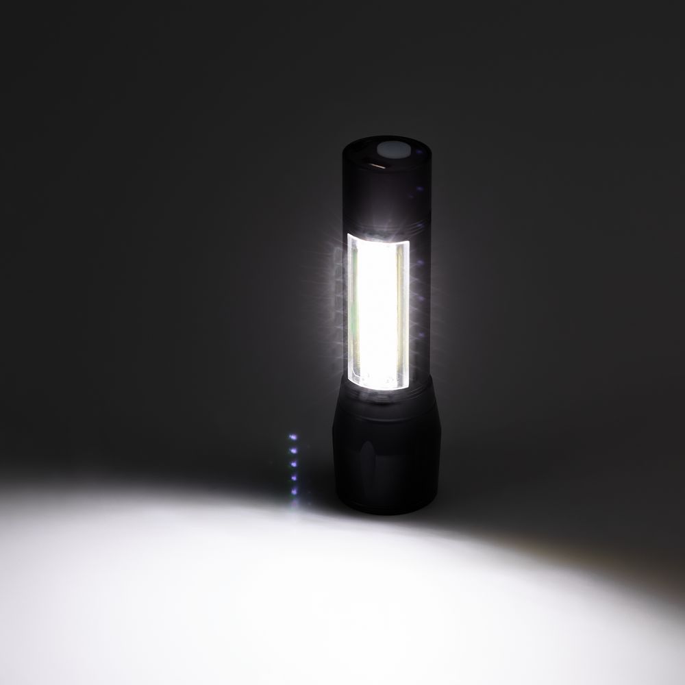 Фонарик аккумуляторный с фокусировкой луча Kirk, черный — изображение 9