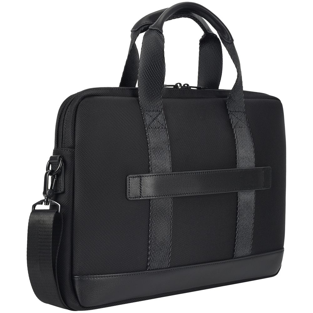 Сумка для ноутбука Santiago с кожаной отделкой, черная — изображение 4
