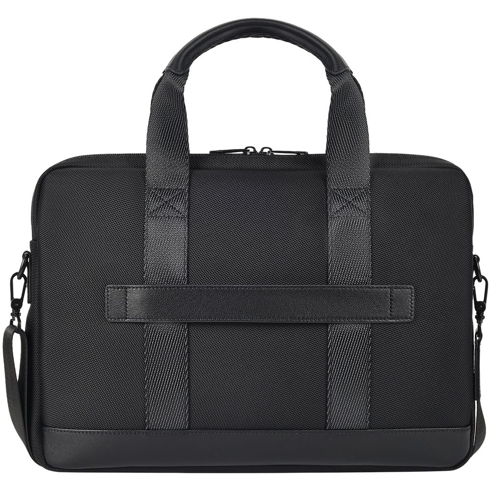 Сумка для ноутбука Santiago с кожаной отделкой, черная — изображение 2