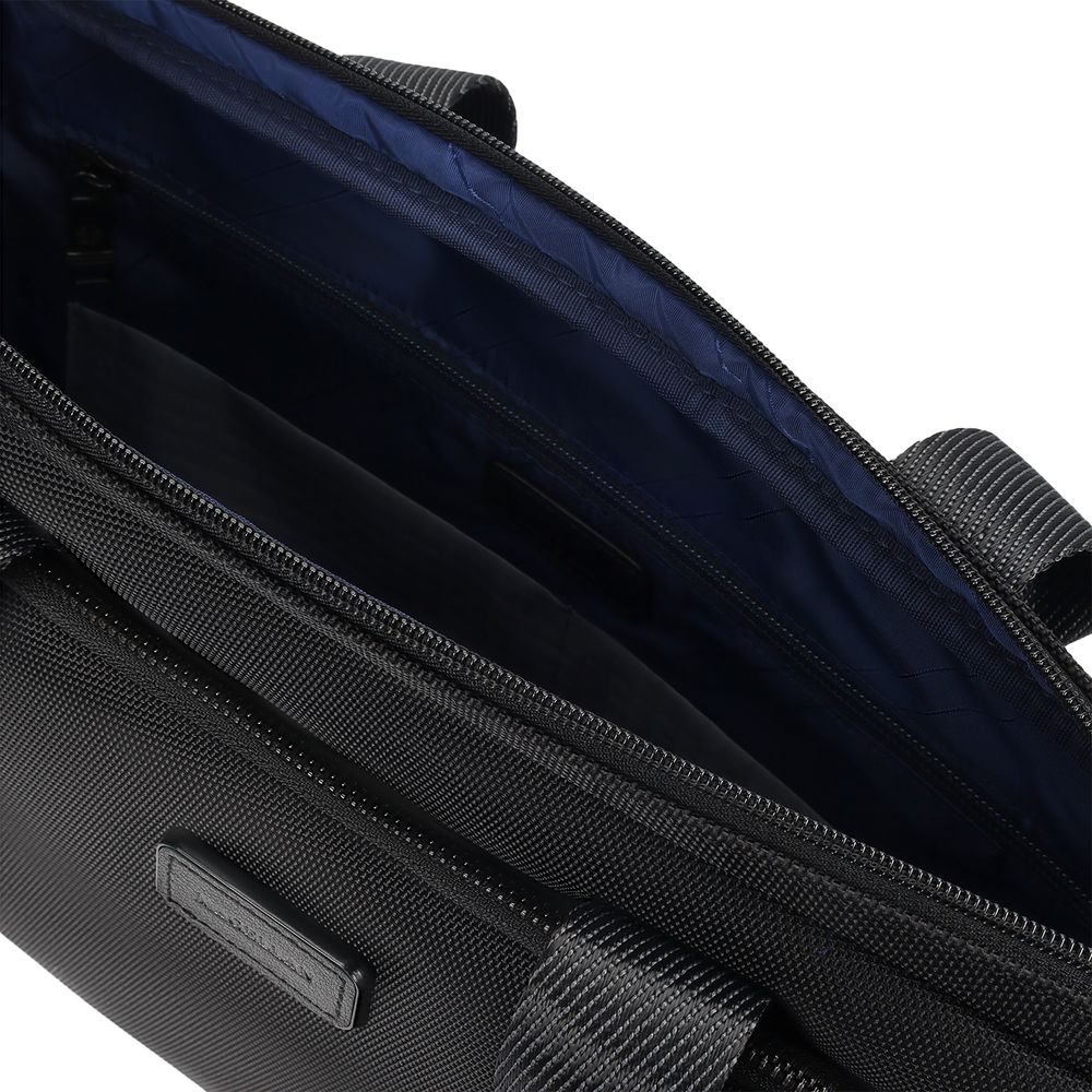 Сумка для ноутбука Santiago с кожаной отделкой, черная — изображение 6