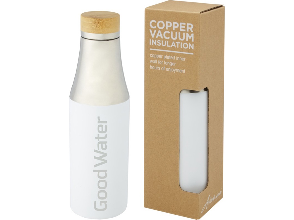 Hulan Бутылка объемом 540 мл с вакуумной изоляцией из меди и бамбуковой крышкой, белый — изображение 7