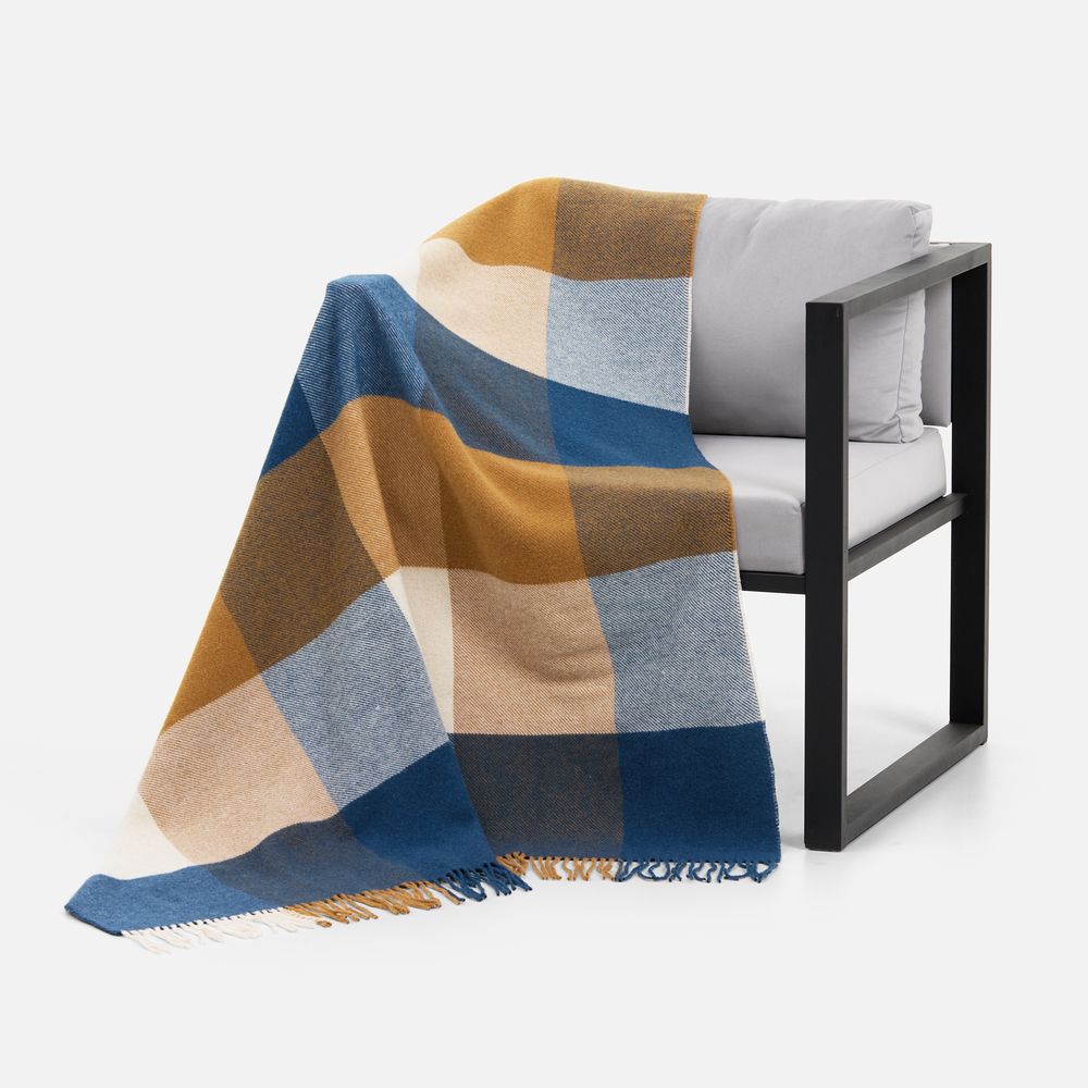 Плед Fleco, синий с коричневым — изображение 4