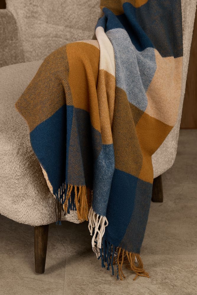 Плед Fleco, синий с коричневым — изображение 5