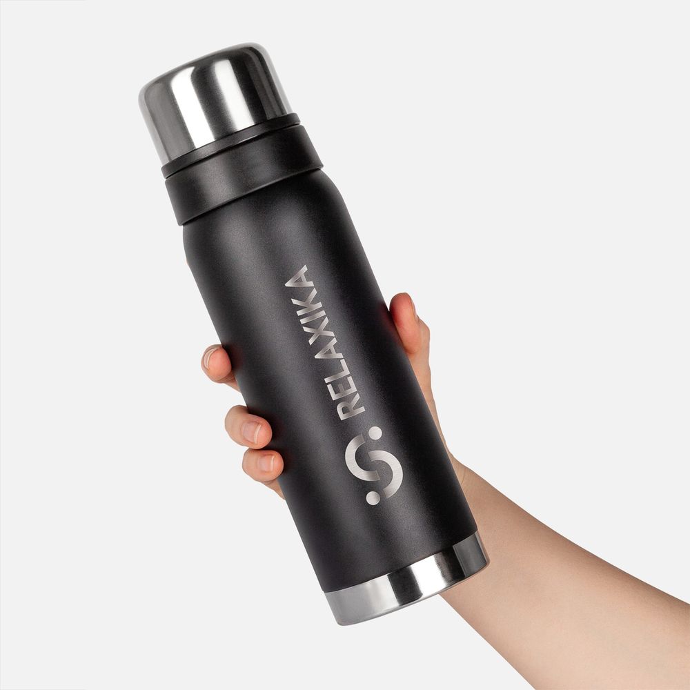 Термос Relaxika 750 со стикерпаком, черный — изображение 9