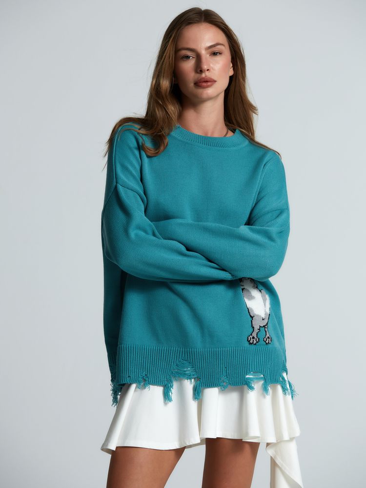 Свитер оверсайз Tricksy Net Grunge на заказ, акрил — изображение 10