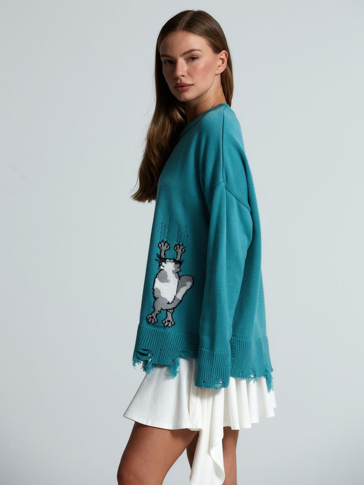 Свитер оверсайз Tricksy Net Grunge на заказ, акрил — изображение 11