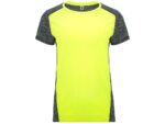 Спортивная футболка Zolder женская, неоновый желтый/меланжевый черный