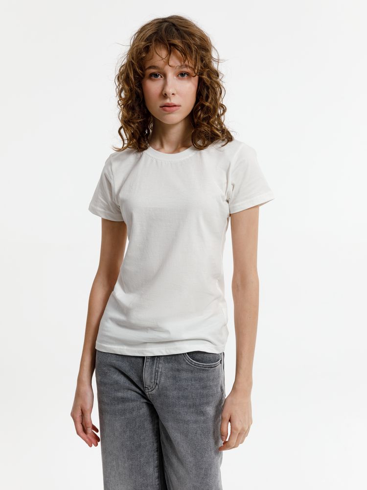 Футболка женская T-bolka Lady, белая (теплый оттенок) — изображение 5