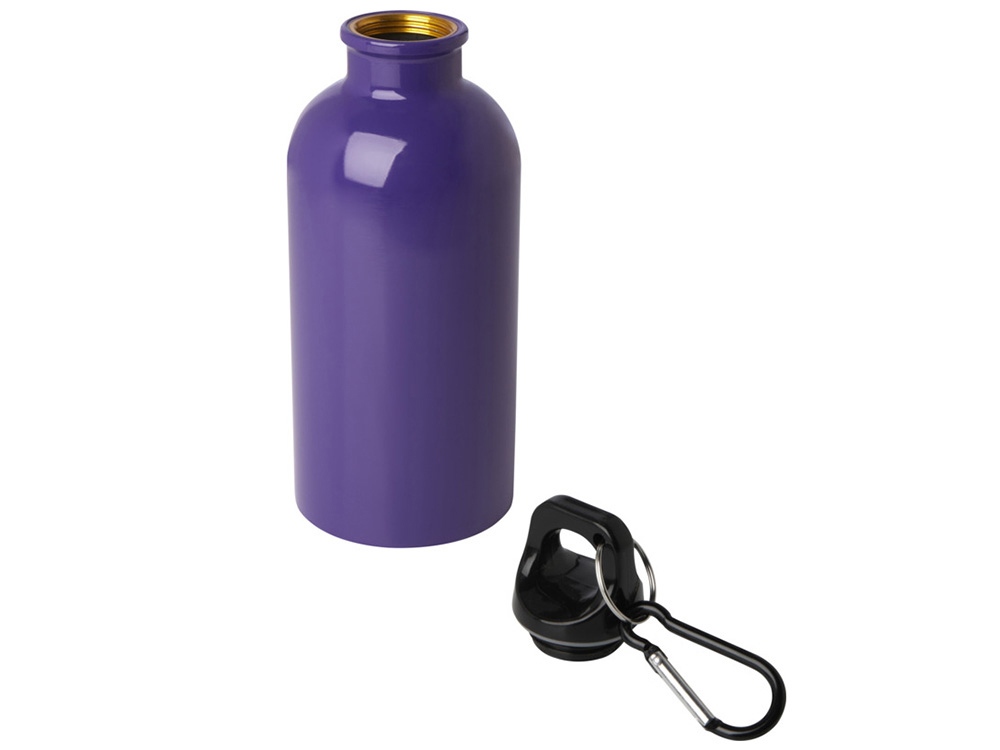 Одностенная бутылка для воды с карабином Oregon, изготовленная из нержавеющей стали, сертифицированной по стандарту RCS, объемом 400 мл - Пурпурный — изображение 3