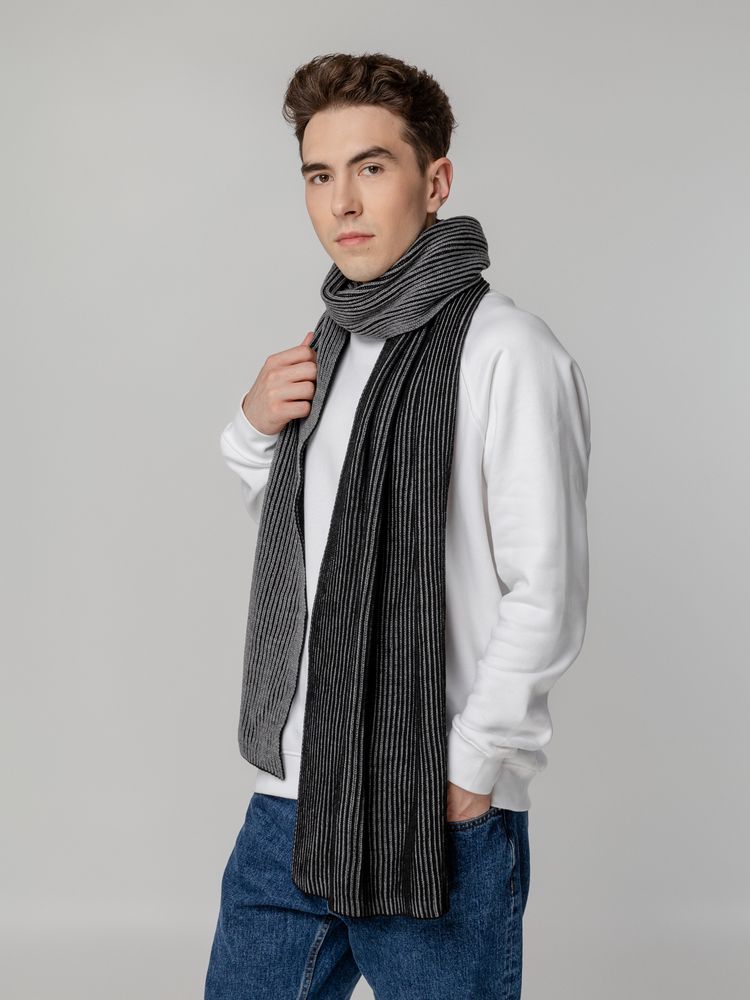 Шарф Nobilis, черный с серым меланжем — изображение 6