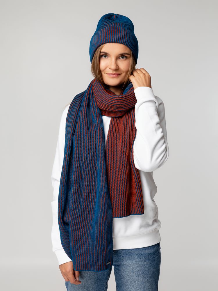 Шарф Nobilis, бирюзовый с терракотовым — изображение 7