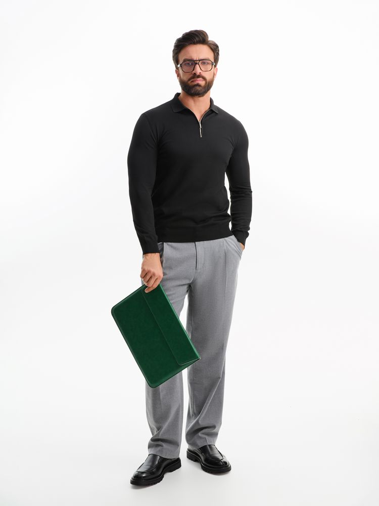 Рубашка поло мужская с длинным рукавом Terrazzo, черная — изображение 2