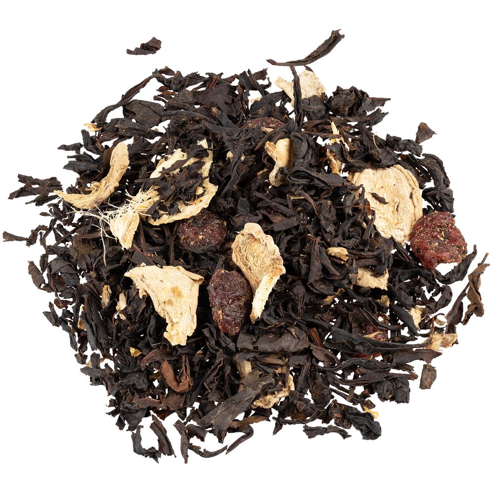 Чай «Сокочай» в зеленой декоративной банке, черный с клюквой и имбирем — изображение 2