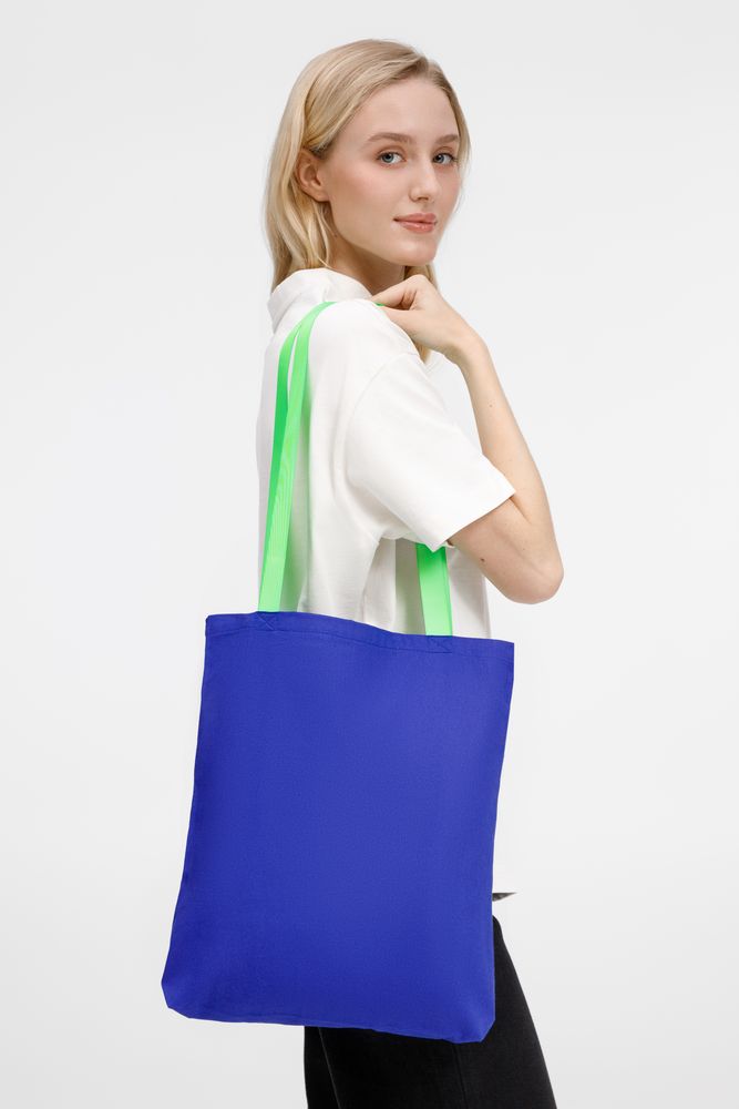 Шопер B4, синий с зелеными ручками — изображение 3