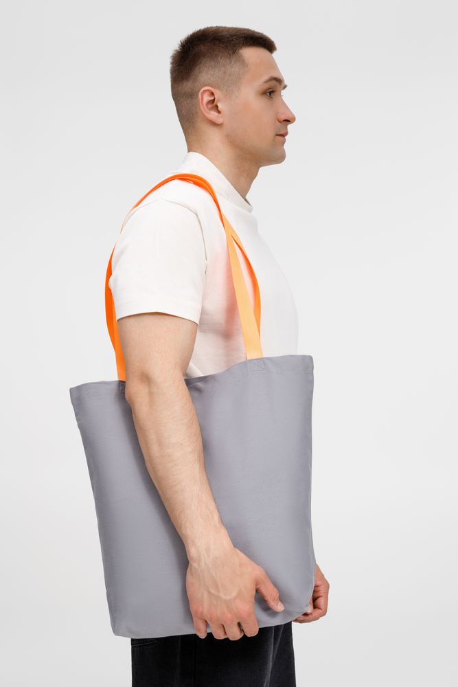 Шопер B5, серый с оранжевыми ручками — изображение 3