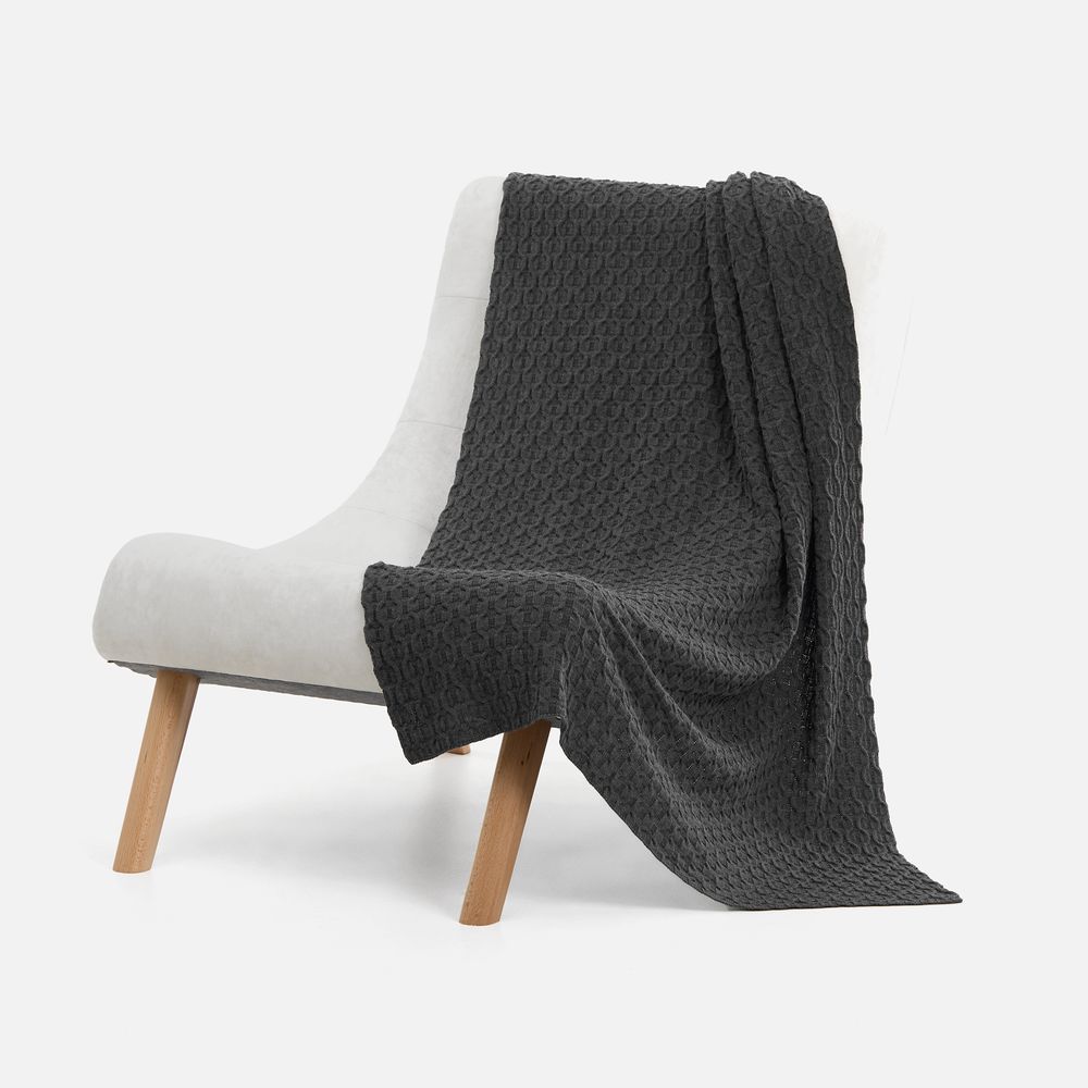 Плед Braidera, темно-серый меланж (асфальт) — изображение 2