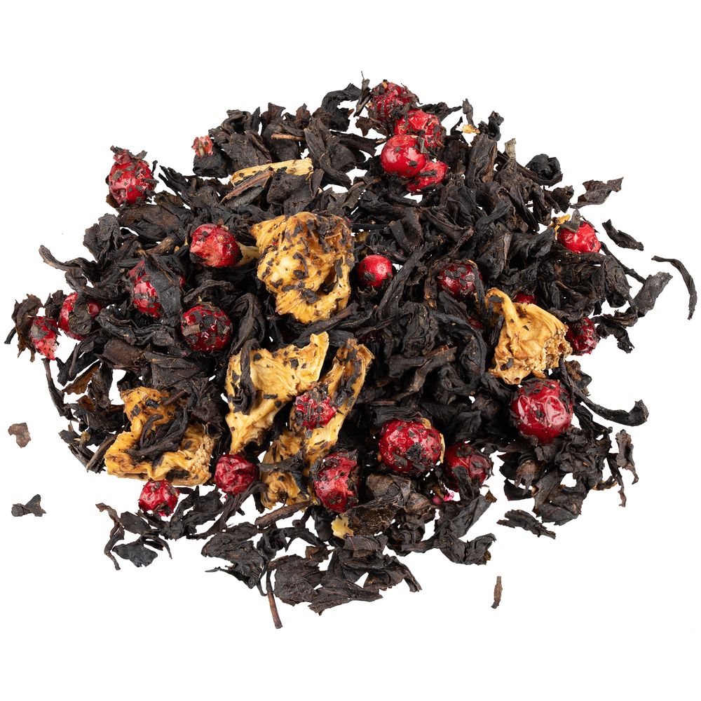 Чай «Сокочай» в желтой декоративной банке, черный с ананасом и брусникой — изображение 2