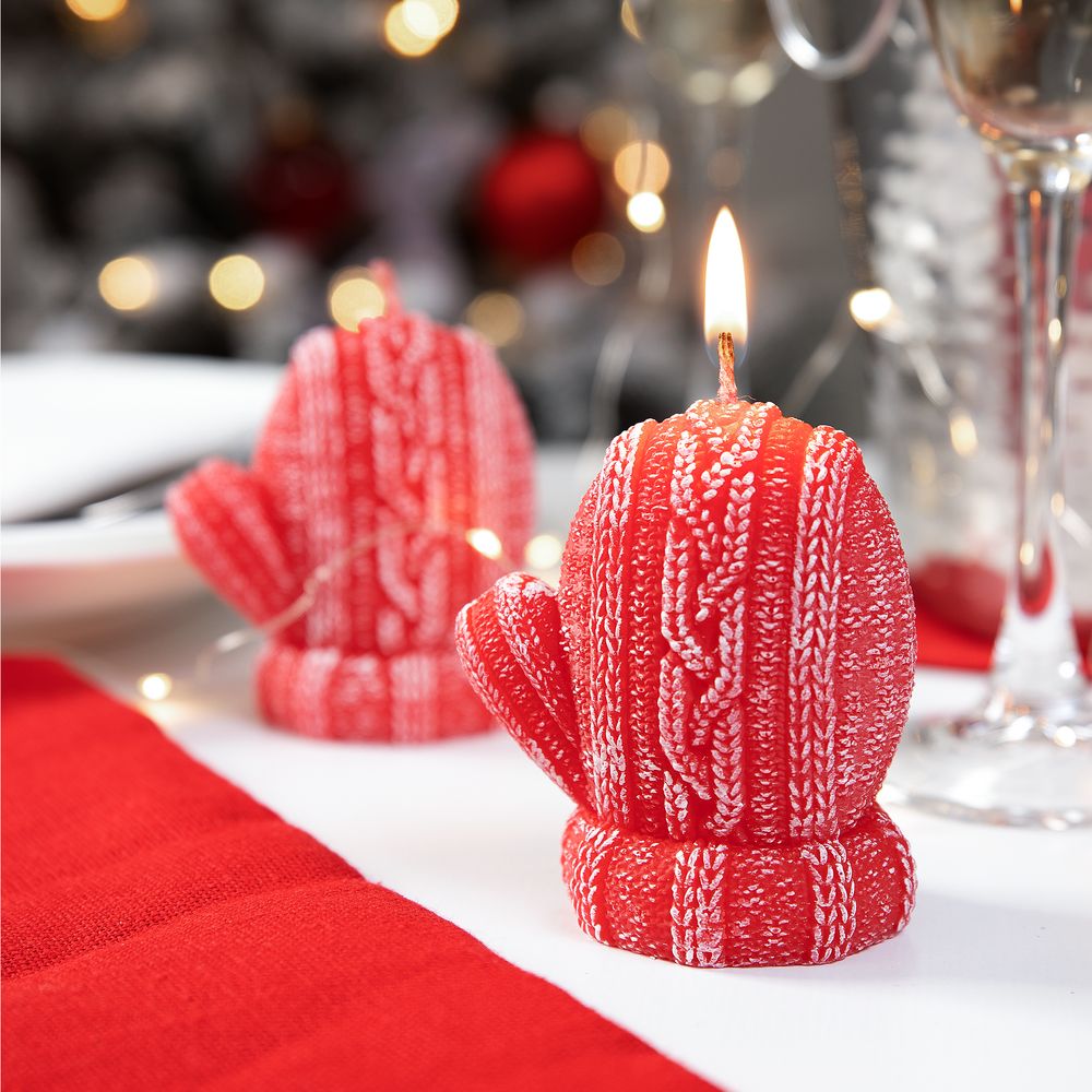 Свеча Kniteam, варежка, красная — изображение 4