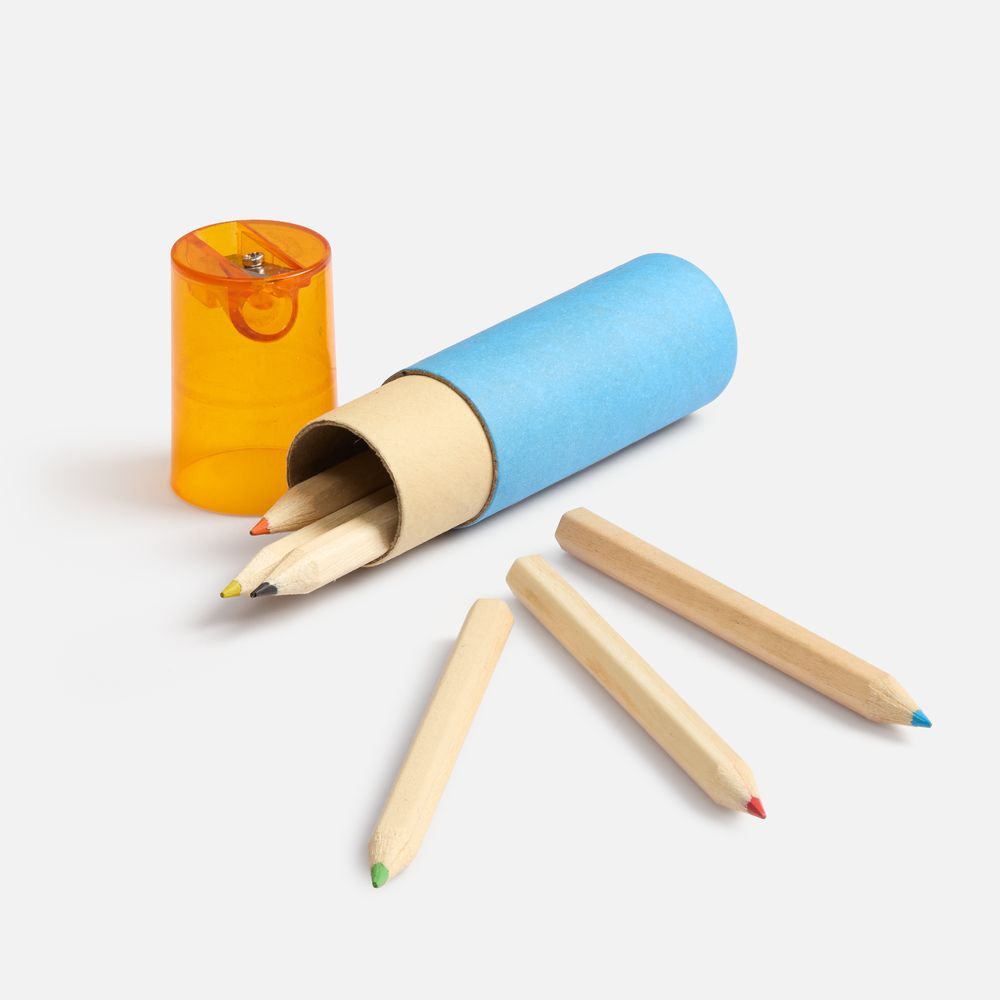 Набор цветных карандашей Kiddo с точилкой, голубой с оранжевым — изображение 2