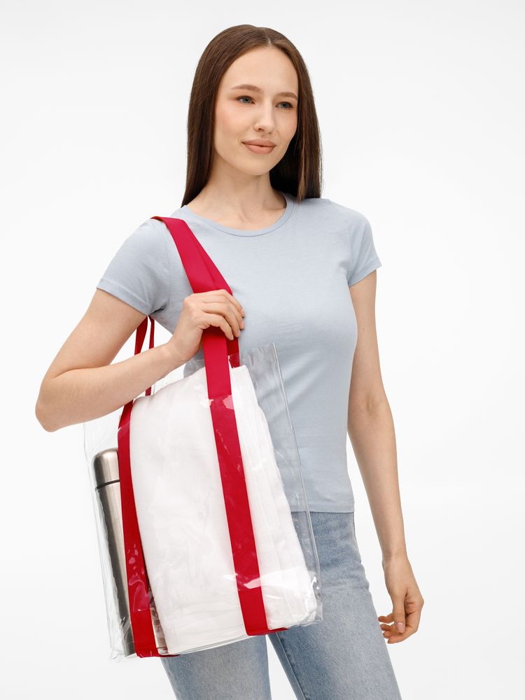 Шопер Clear Fest, ver.2, прозрачный с красными ручками — изображение 8