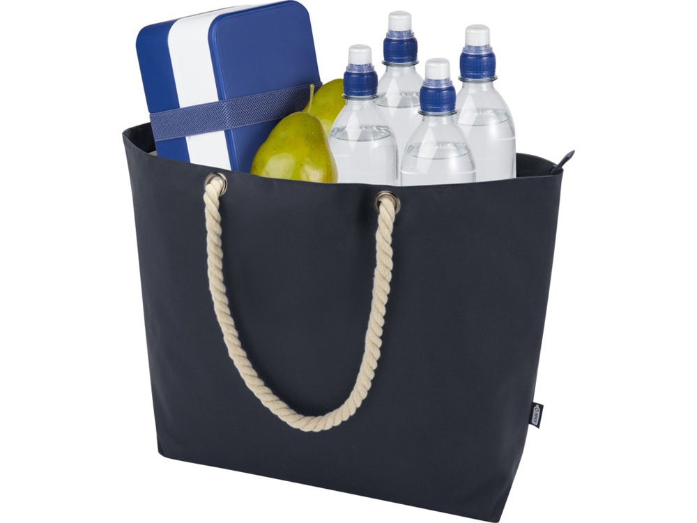Panama пляжная эко-сумка-холодильник из переработанного материала, с ручками-шнурками 23L, синий navy — изображение 5