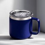 Кружка стальная Alaska с крышкой слайдером, powder coating, синий
