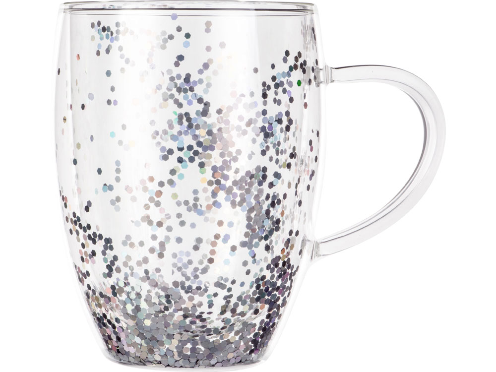 Кружка с двойными стенками с блестками, 360 мл, серебристый — изображение 4