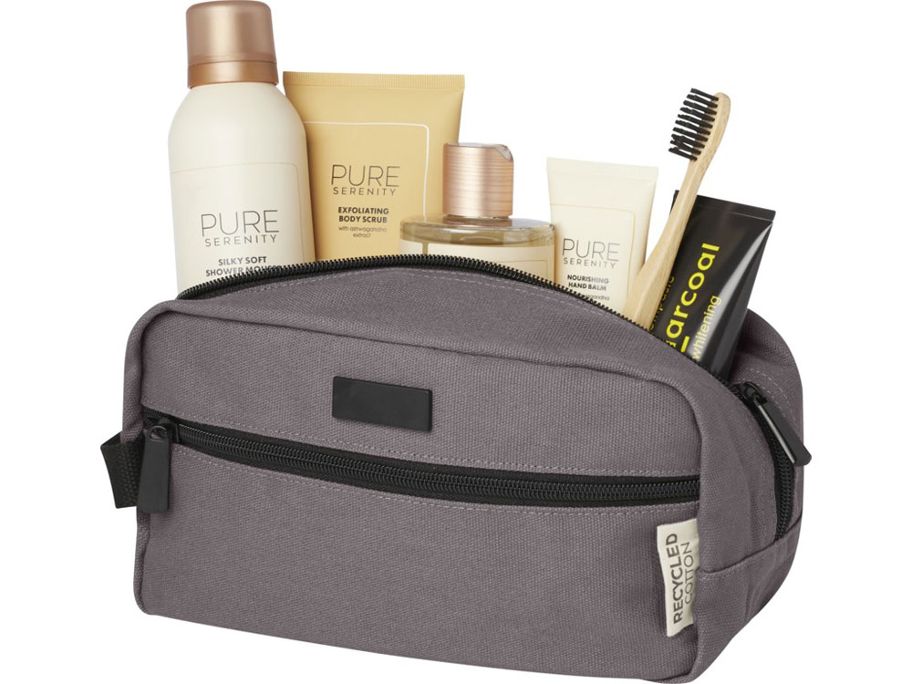 Косметичка Joey из холста, переработанного по стандарту GRS, объемом 3,5 л, серый — изображение 5