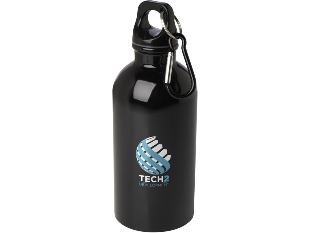 Одностенная бутылка для воды с карабином Oregon, изготовленная из нержавеющей стали, сертифицированной по стандарту RCS, объемом 400 мл - сплошной черный — изображение 4