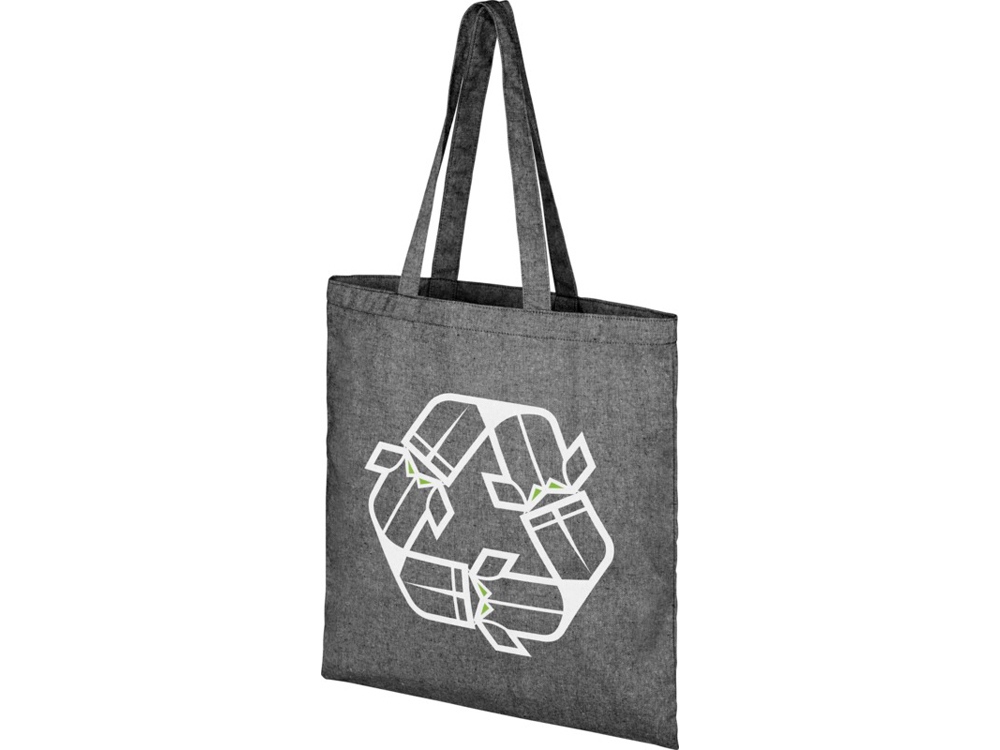 Эко-сумка Pheebs из переработанного хлопка, плотность 210 г/м2, черный меланж — изображение 3