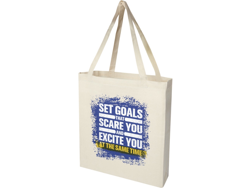 Madras эко- сумка с ластовицей из переработанного хлопка, сертифицированного согласно GRS, плотностью 140 г/м² - Натуральный — изображение 6