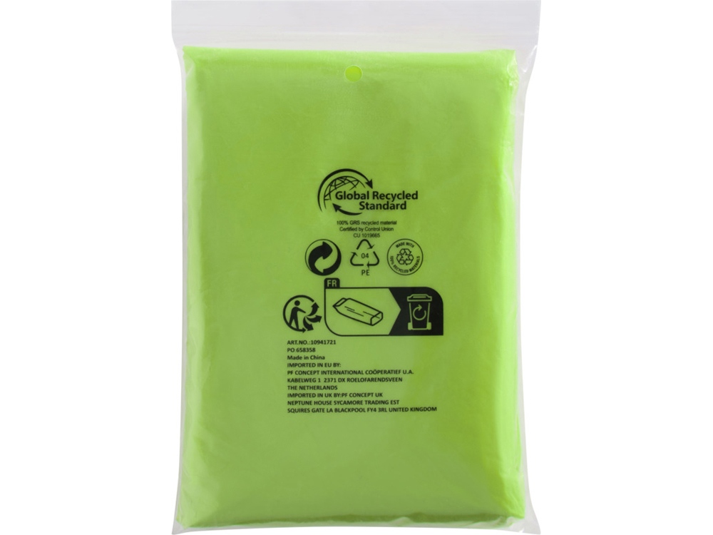 Одноразовый дождевик Mayan с чехлом для хранения из материалов, переработанных по стандарту GRS - Лайм — изображение 4