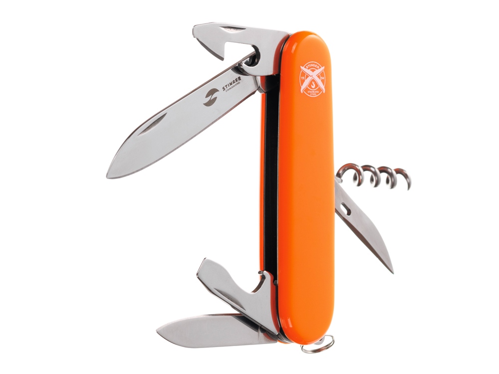 Нож перочинный Stinger, 90 мм, 11 функций, материал рукояти: АБС-пластик (оранжевый) — изображение 3