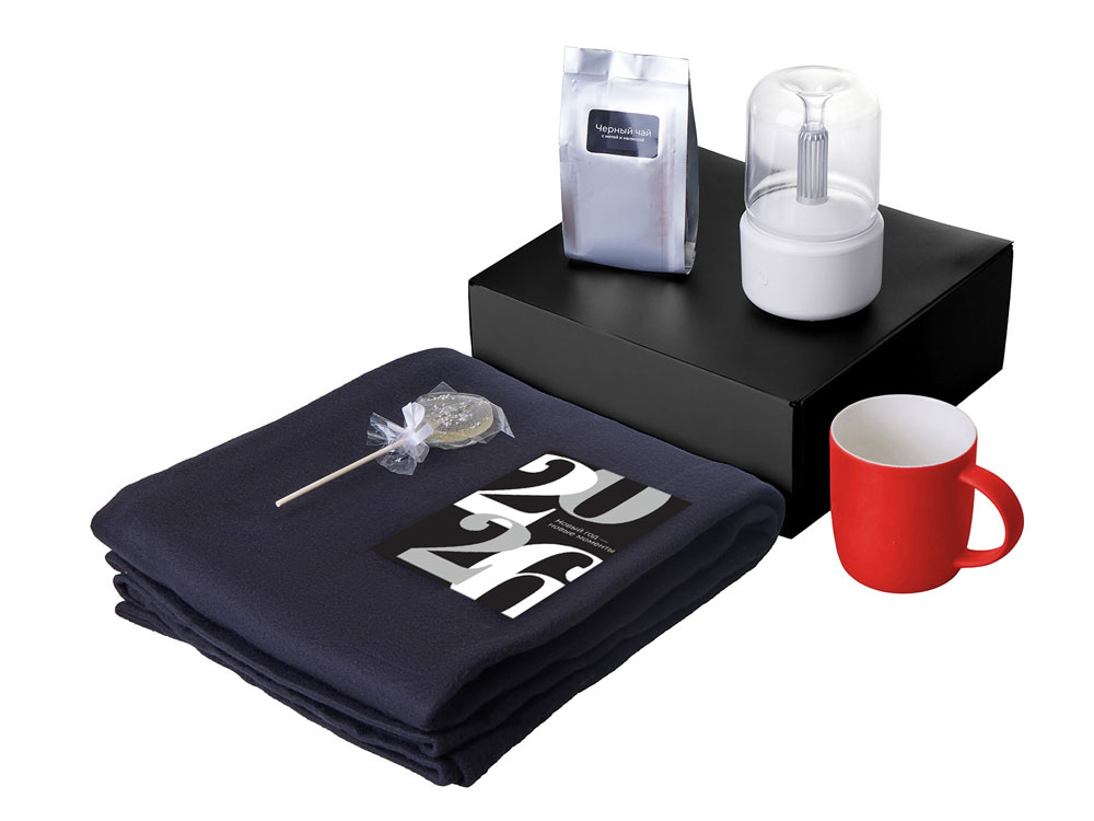 Подарочный набор с пледом, увлажнителем и кружкой, красный — изображение 2