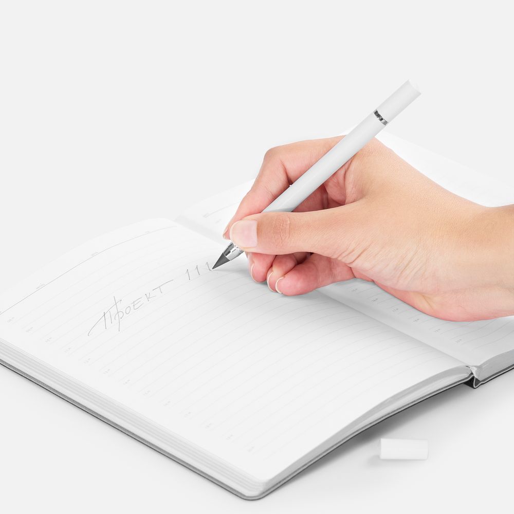 Ручка шариковая и вечный карандаш Diptych, белая — изображение 4