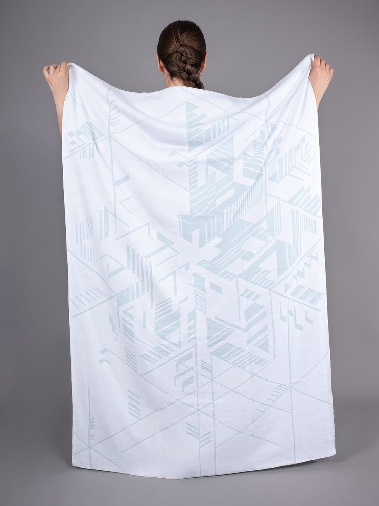 Плед Winterflake, бело-голубой с люрексом — изображение 2