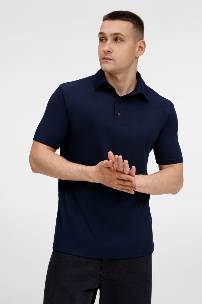 Рубашка поло унисекс Senti, темно-синяя — изображение 6